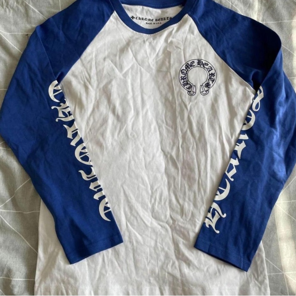 Chrome Hearts Kids Blue and White Long Sleeve Tee